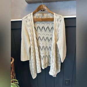 Women's Sonoma Cream‎ Open-Knit Cardigan Lightweight Knit  Size XL